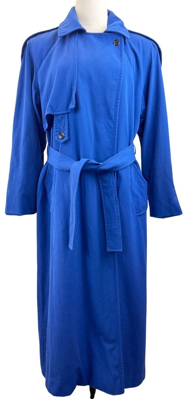 Vintage Saville Royal Blue 100% Wool Belted Trench Coat Women's S/M